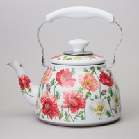 Чайник agness &quot;белые маки&quot; со встроенным свистком и фильтром 1500 мл (916-436)