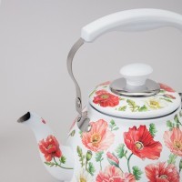Чайник agness &quot;белые маки&quot; со встроенным свистком и фильтром 1500 мл (916-436)