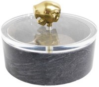 Шкатулка F290, 19 см, мрамор,металл, акрил, Antique brass/black, ROOMERS FURNITURE