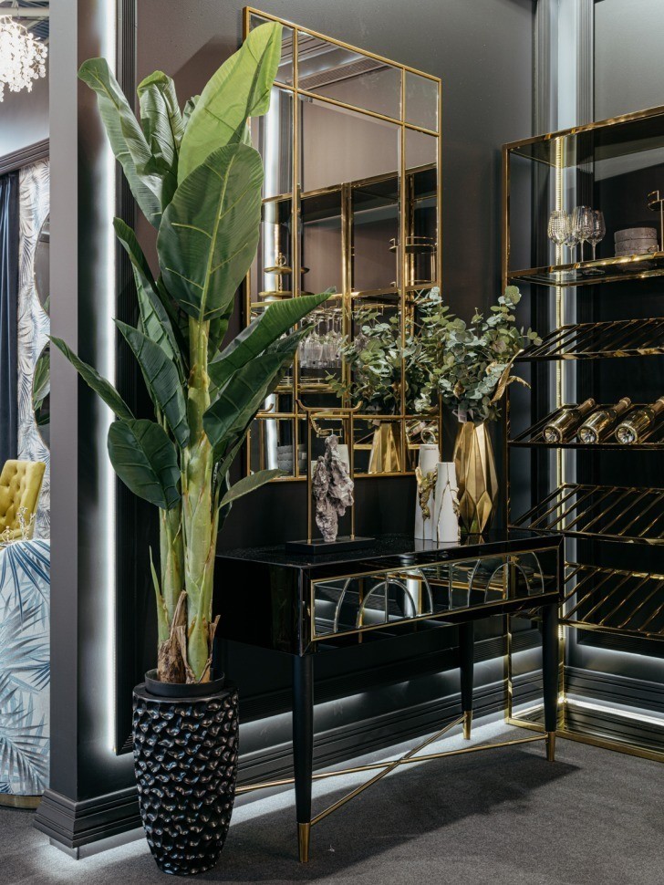 Зеркало в металлич. раме цвет золото 90*140см (TT-00003620)