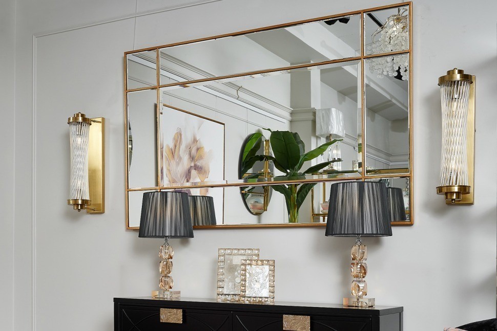 Зеркало в металлич. раме цвет золото 90*140см (TT-00003620)