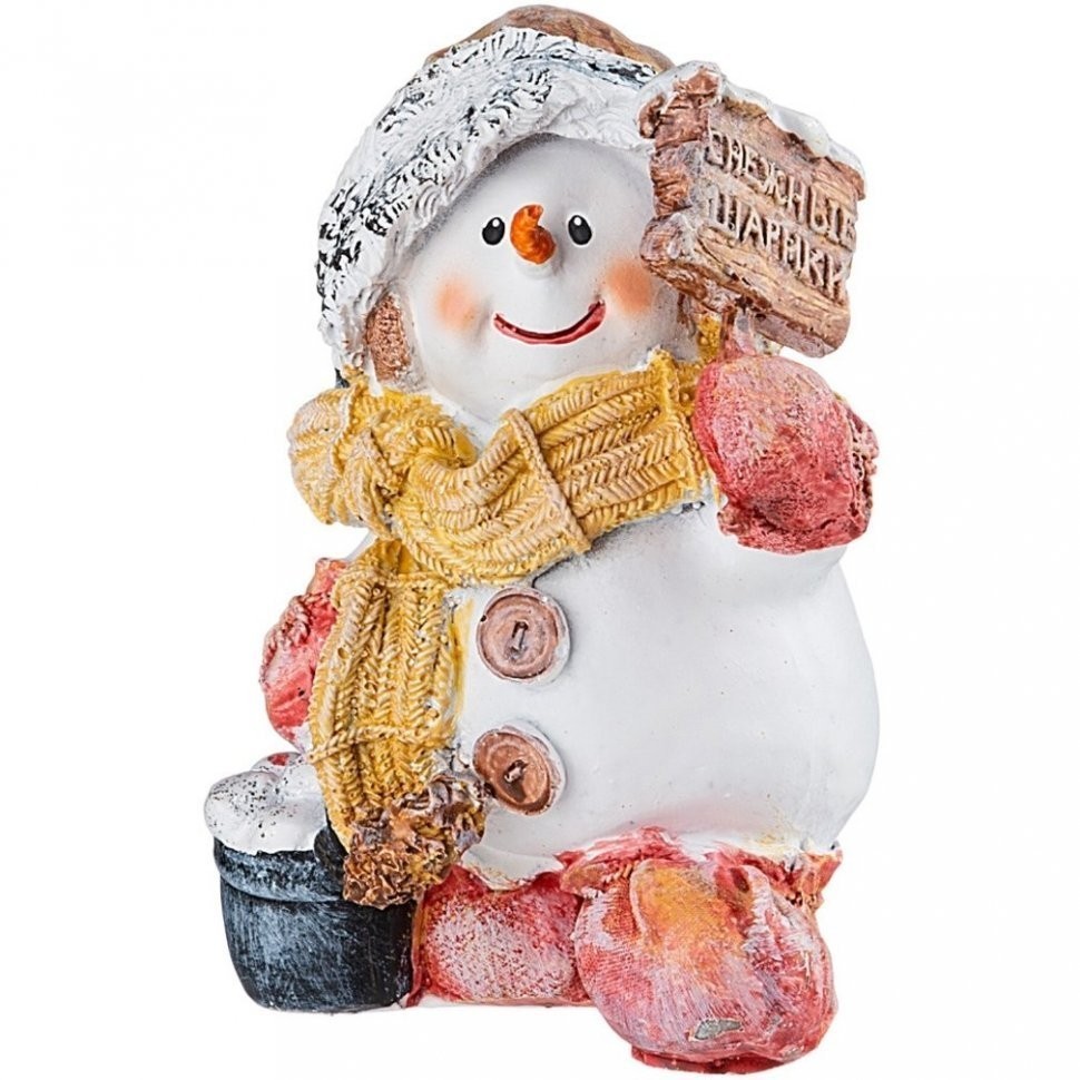 Фигурка декоративная "снеговичок с табличкой" высота 16 см Lefard (169-206)