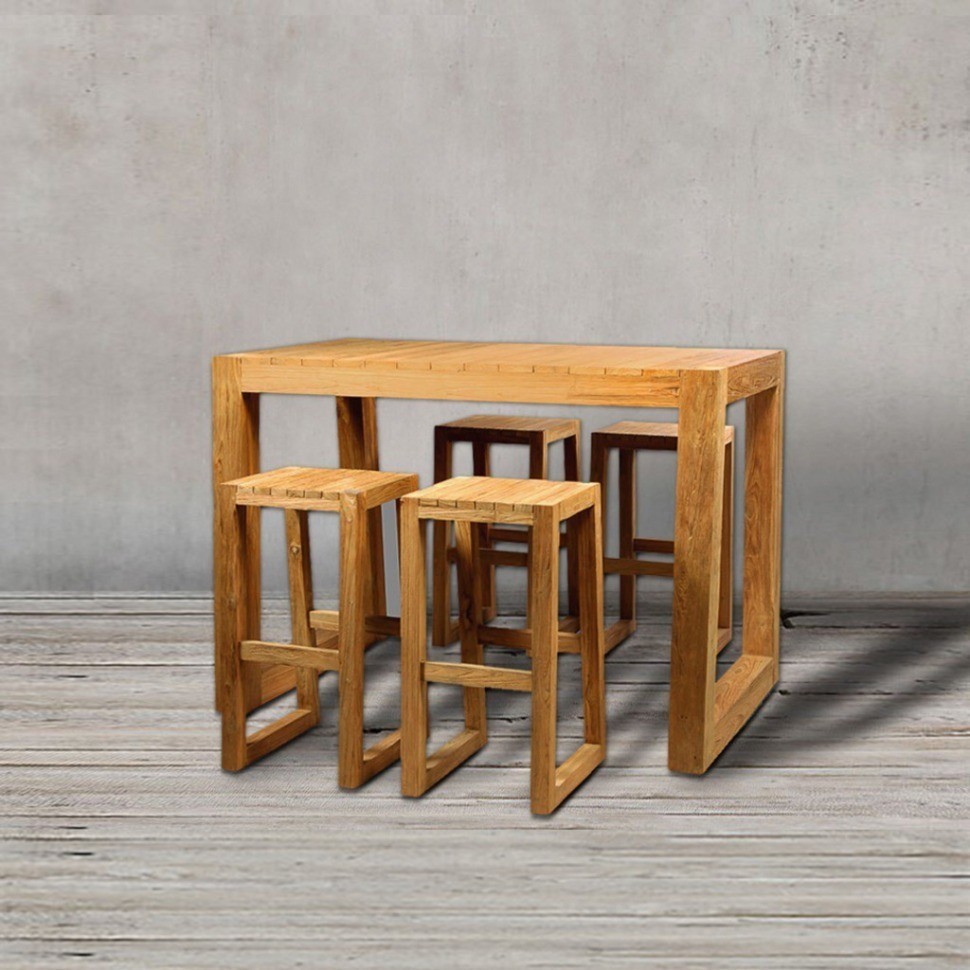 Стол барный BELLA 7BTBL150094105, массив тикового дерева, Indoor grey, ROOMERS FURNITURE