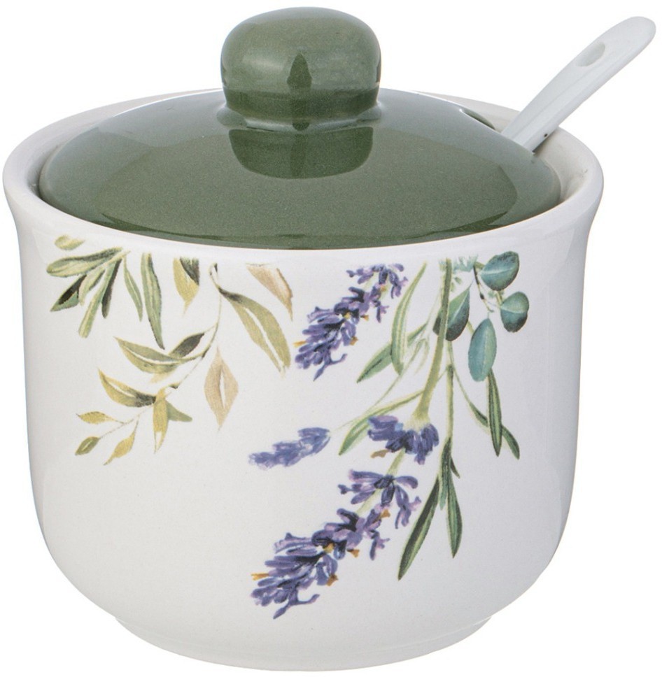 Сахарница с ложкой agness "лаванда" 10*9,5 см 300 мл (358-2161)