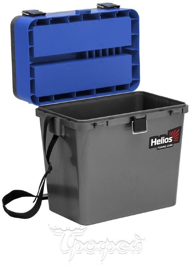 Ящик рыболовный зимний Helios двухсекционный 19л серый/синий (HS-IB-19-GB) (70122)