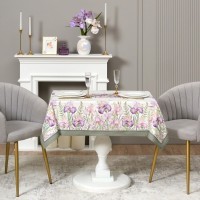 Скатерть ирисы 110х140см ,белый, 100% хлопок,твил пропитка Lefard (850-743-20)