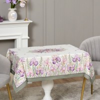 Скатерть ирисы 110х140см ,белый, 100% хлопок,твил пропитка Lefard (850-743-20)