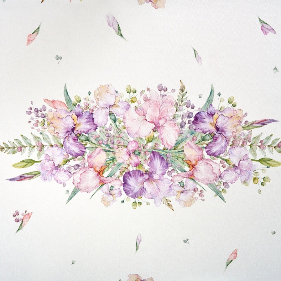 Скатерть ирисы 110х140см ,белый, 100% хлопок,твил пропитка Lefard (850-743-20)