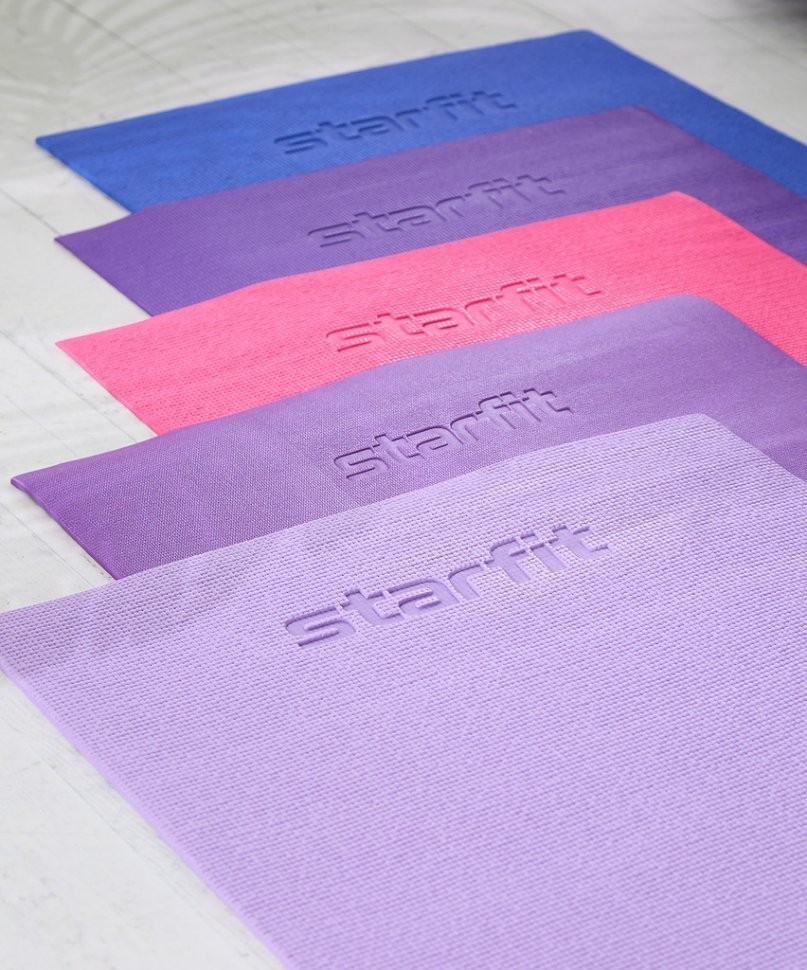 Коврик для йоги и фитнеса FM-101, PVC, 173x61x0,3 см, фиолетовый пастель (1005312)