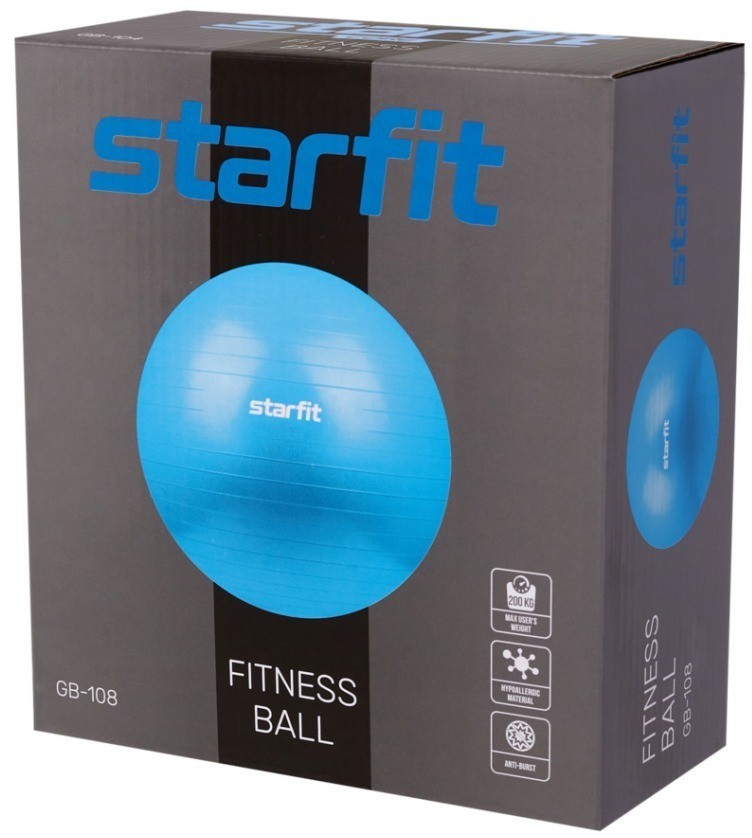 Фитбол STARFIT GB-108 антивзрыв, 900 гр, желтый пастель, 55 см (1747177)