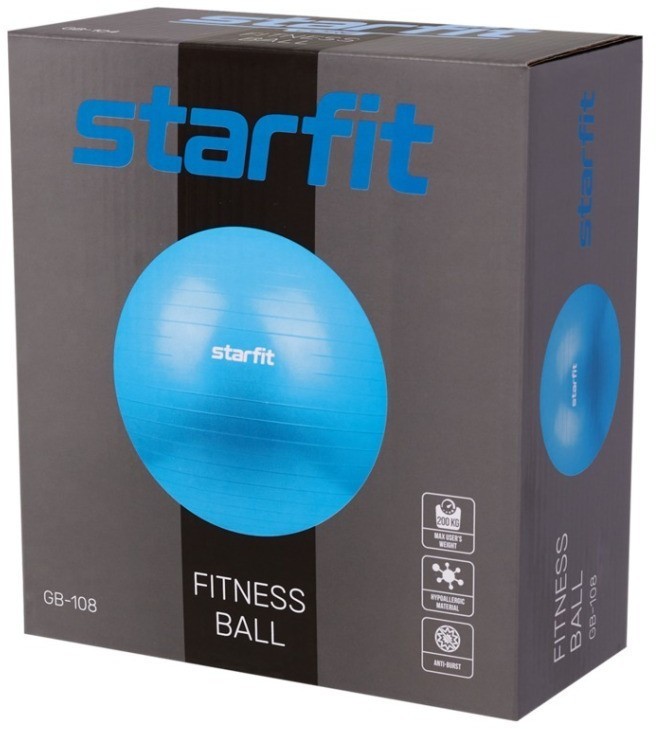 Фитбол STARFIT GB-108 антивзрыв, 900 гр, желтый пастель, 55 см (1747177)