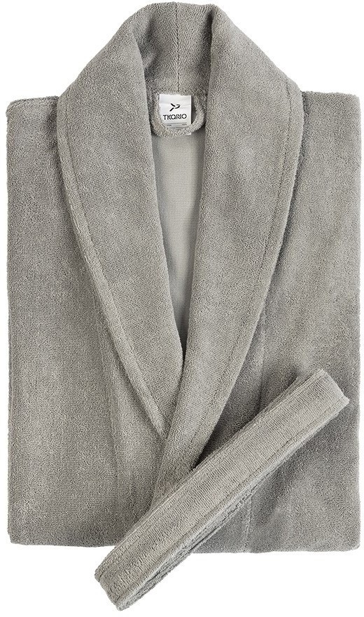 Халат махровый из чесаного хлопка серого цвета из коллекции essential, размер m (75419)