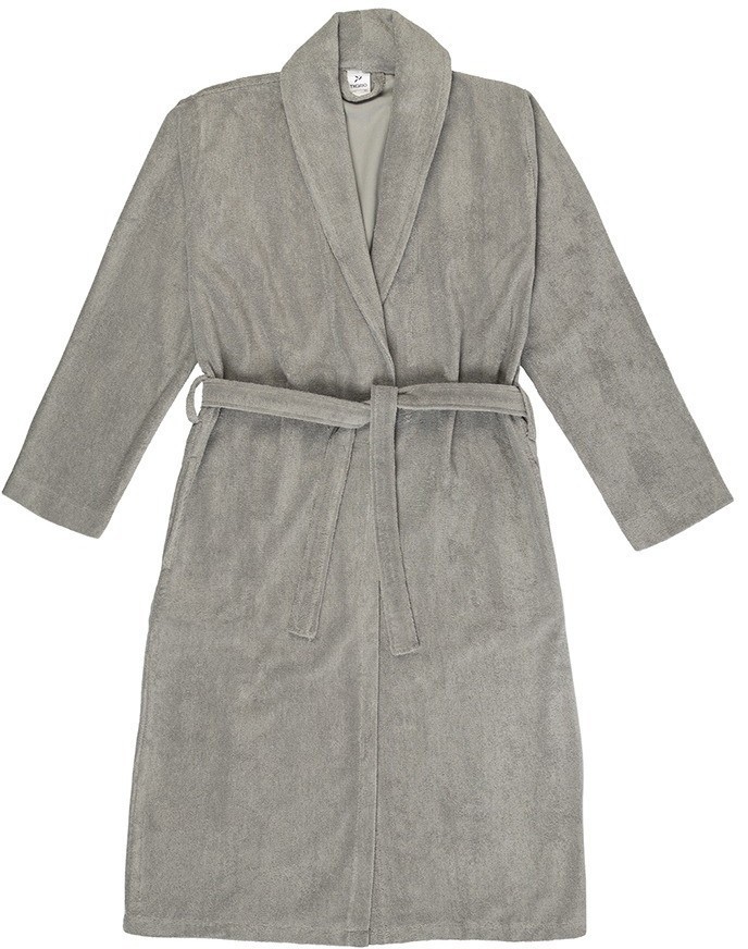 Халат махровый из чесаного хлопка серого цвета из коллекции essential, размер m (75419)