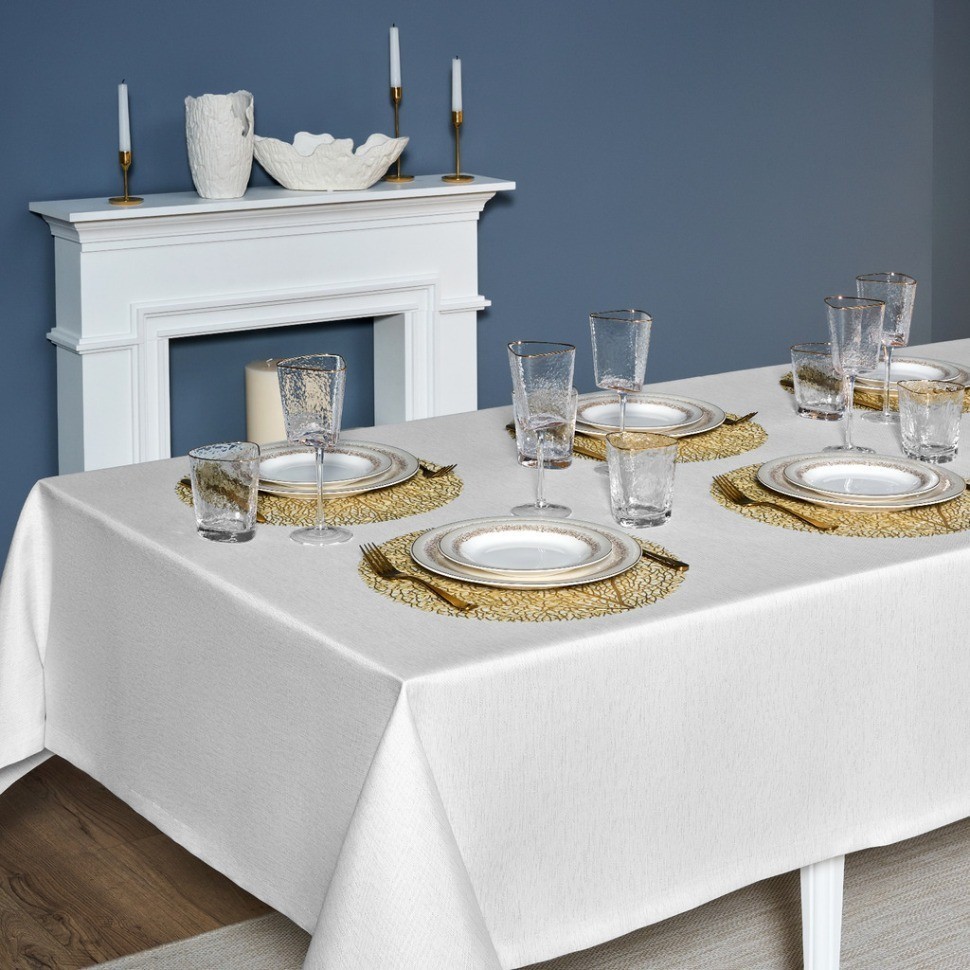 Скатерть  160х400 cm прямоугольная, "феерия. серебро", цвет: белый, tm lefard, полиэстер 100% (кор=1 (986-004-23)