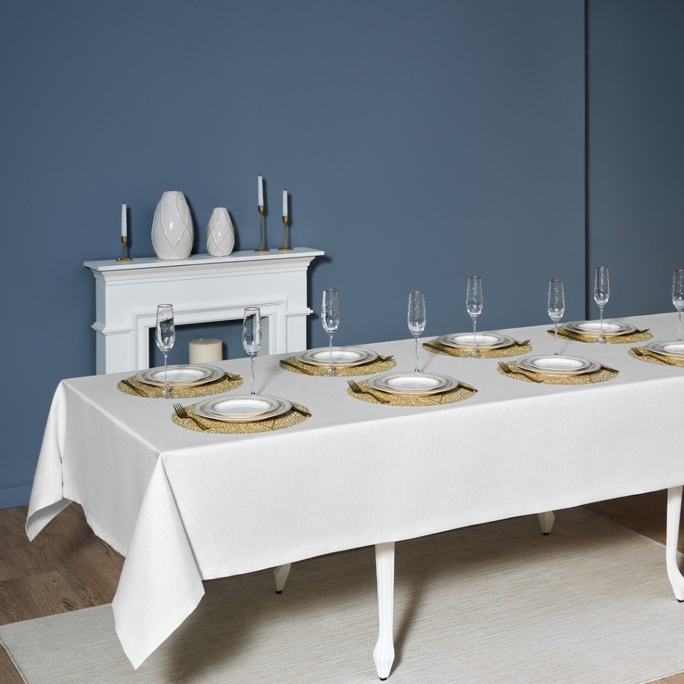 Скатерть  160х400 cm прямоугольная, "феерия. серебро", цвет: белый, tm lefard, полиэстер 100% (кор=1 (986-004-23)