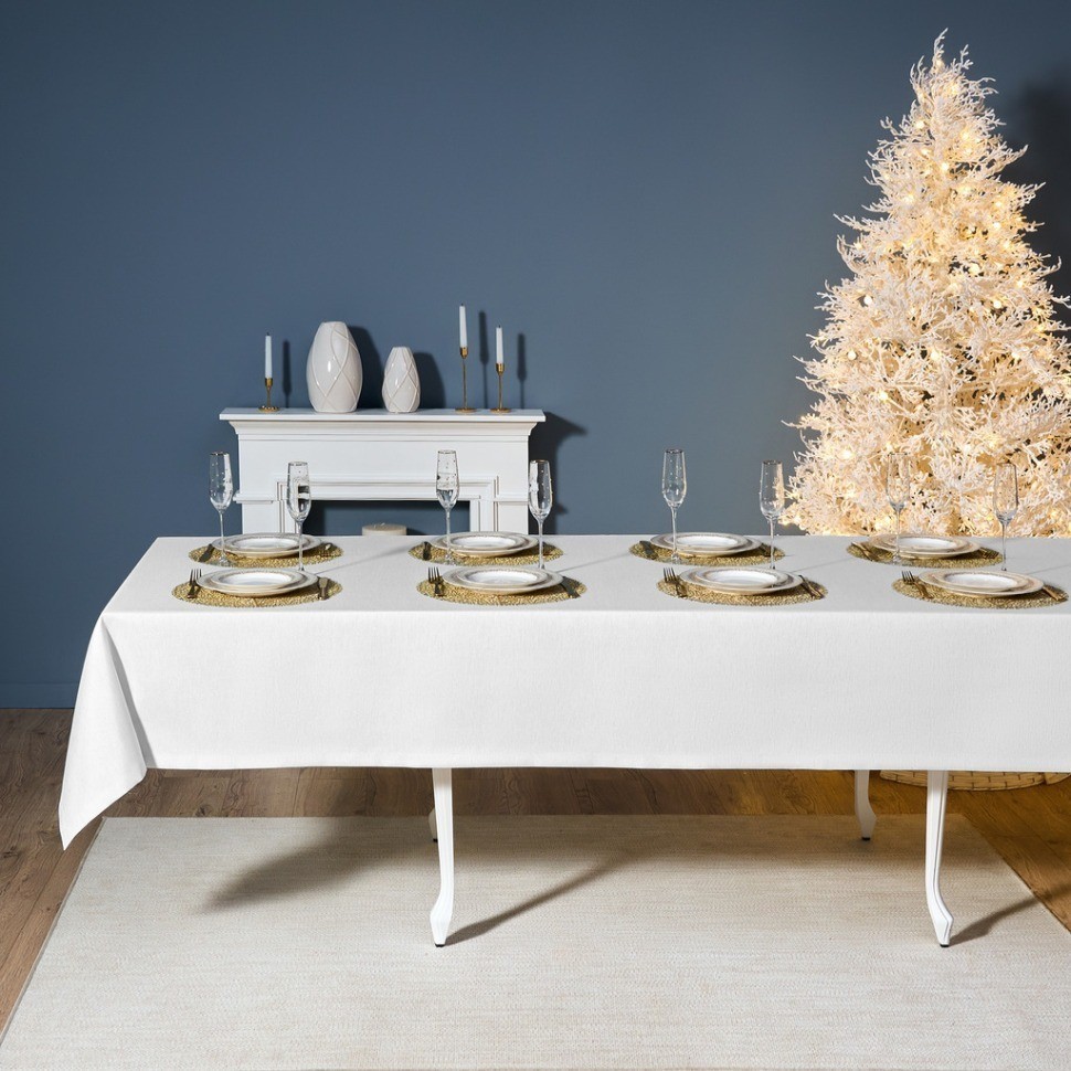 Скатерть  160х400 cm прямоугольная, "феерия. серебро", цвет: белый, tm lefard, полиэстер 100% (кор=1 (986-004-23)