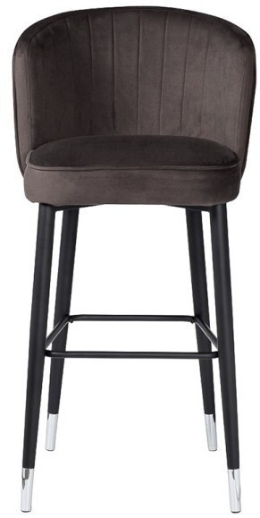 Cтул барный велюр серо-коричневый 54*54*106см с ч/б спинкой (TT-00008639)