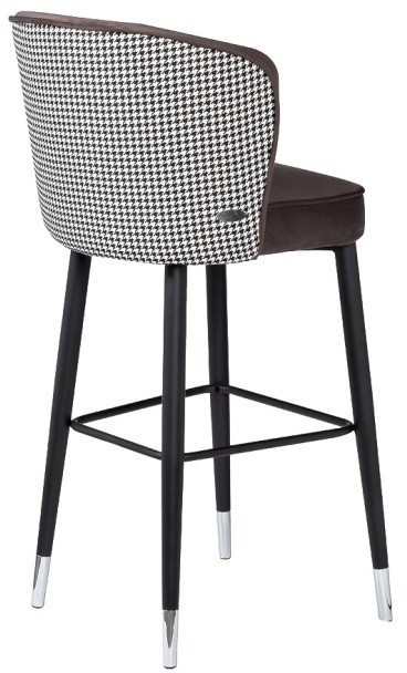 Cтул барный велюр серо-коричневый 54*54*106см с ч/б спинкой (TT-00008639)