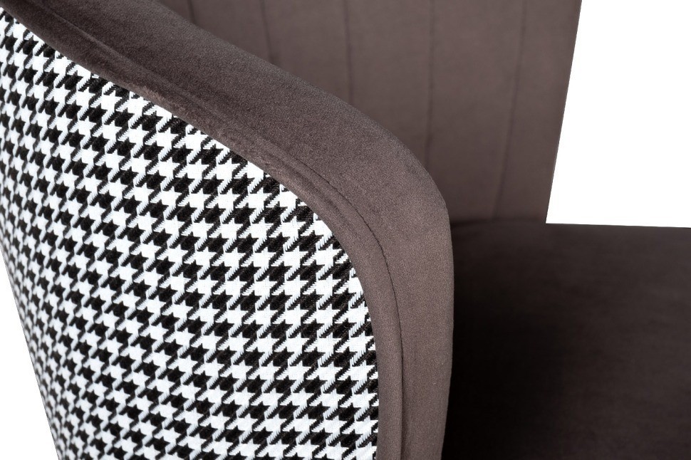 Cтул барный велюр серо-коричневый 54*54*106см с ч/б спинкой (TT-00008639)