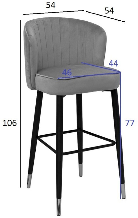 Cтул барный велюр серо-коричневый 54*54*106см с ч/б спинкой (TT-00008639)