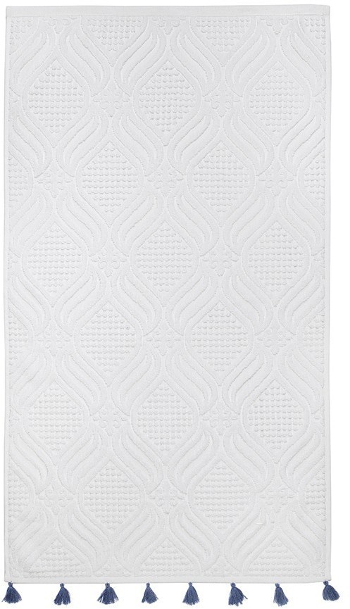 Полотенце для рук белое, с кисточками темно-синего цвета из коллекции essential, 50х90 см (75409)