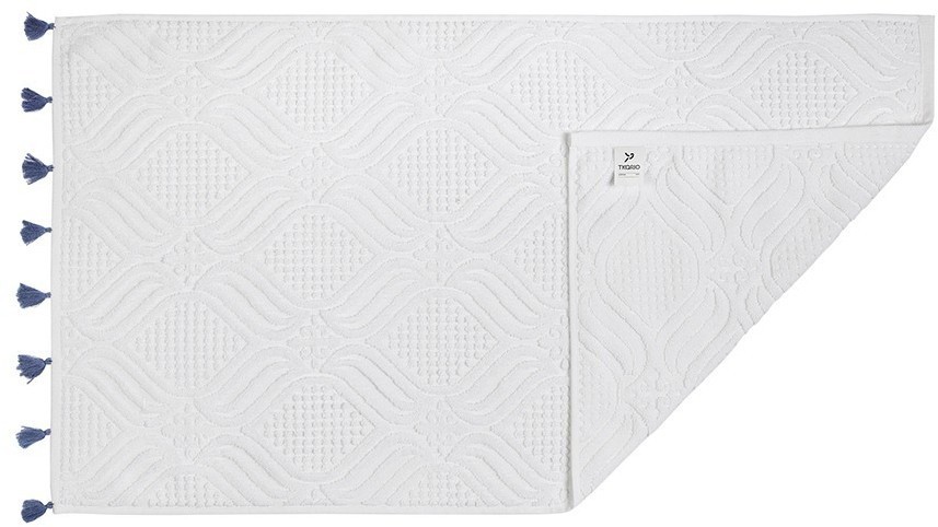 Полотенце для рук белое, с кисточками темно-синего цвета из коллекции essential, 50х90 см (75409)