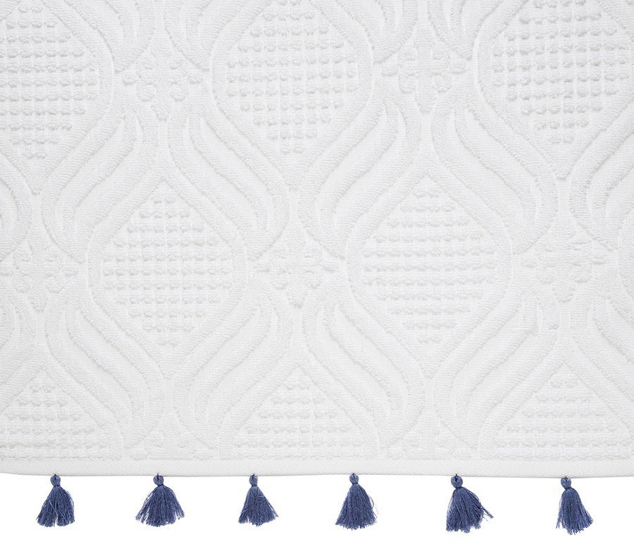 Полотенце для рук белое, с кисточками темно-синего цвета из коллекции essential, 50х90 см (75409)