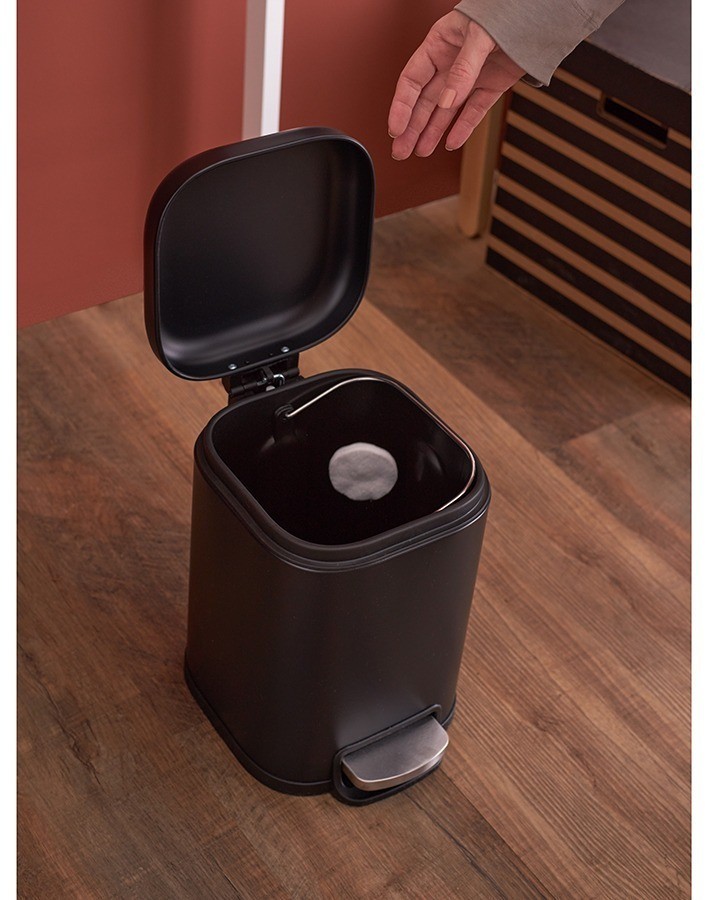 Ведро мусорное с педалью, графит, 6 л (78736)