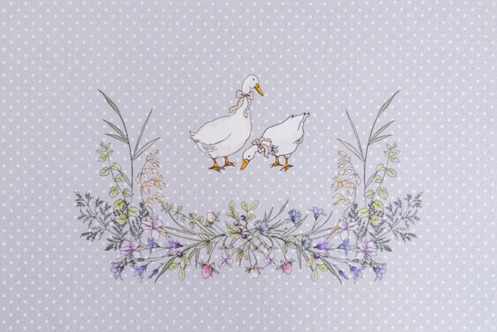 Скатерть "гуси легард" 220*160 см, серый, 100% хлопок, твилл SANTALINO (850-710-21)