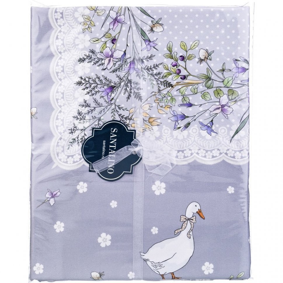 Скатерть "гуси легард" 220*160 см, серый, 100% хлопок, твилл SANTALINO (850-710-21)