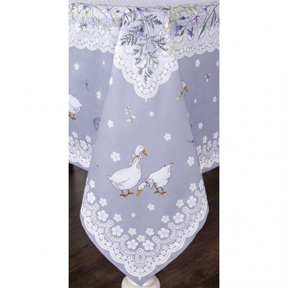 Скатерть "гуси легард" 220*160 см, серый, 100% хлопок, твилл SANTALINO (850-710-21)