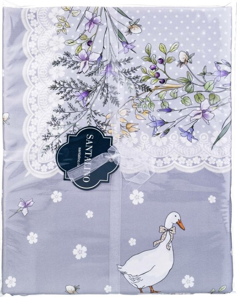 Скатерть "гуси легард" 220*160 см, серый, 100% хлопок, твилл SANTALINO (850-710-21)