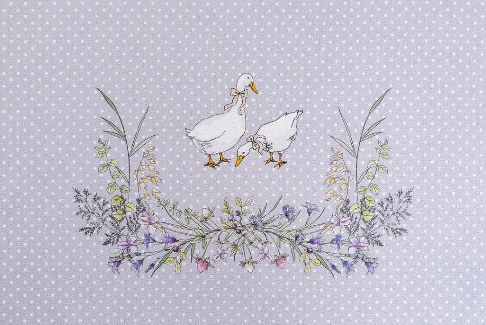 Скатерть "гуси легард" 220*160 см, серый, 100% хлопок, твилл SANTALINO (850-710-21)