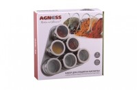 Набор для специй agness &quot;монблан&quot; 7 пр.на магнитах, в т.ч. метал.подставка 20*22*5 см (912-002)
