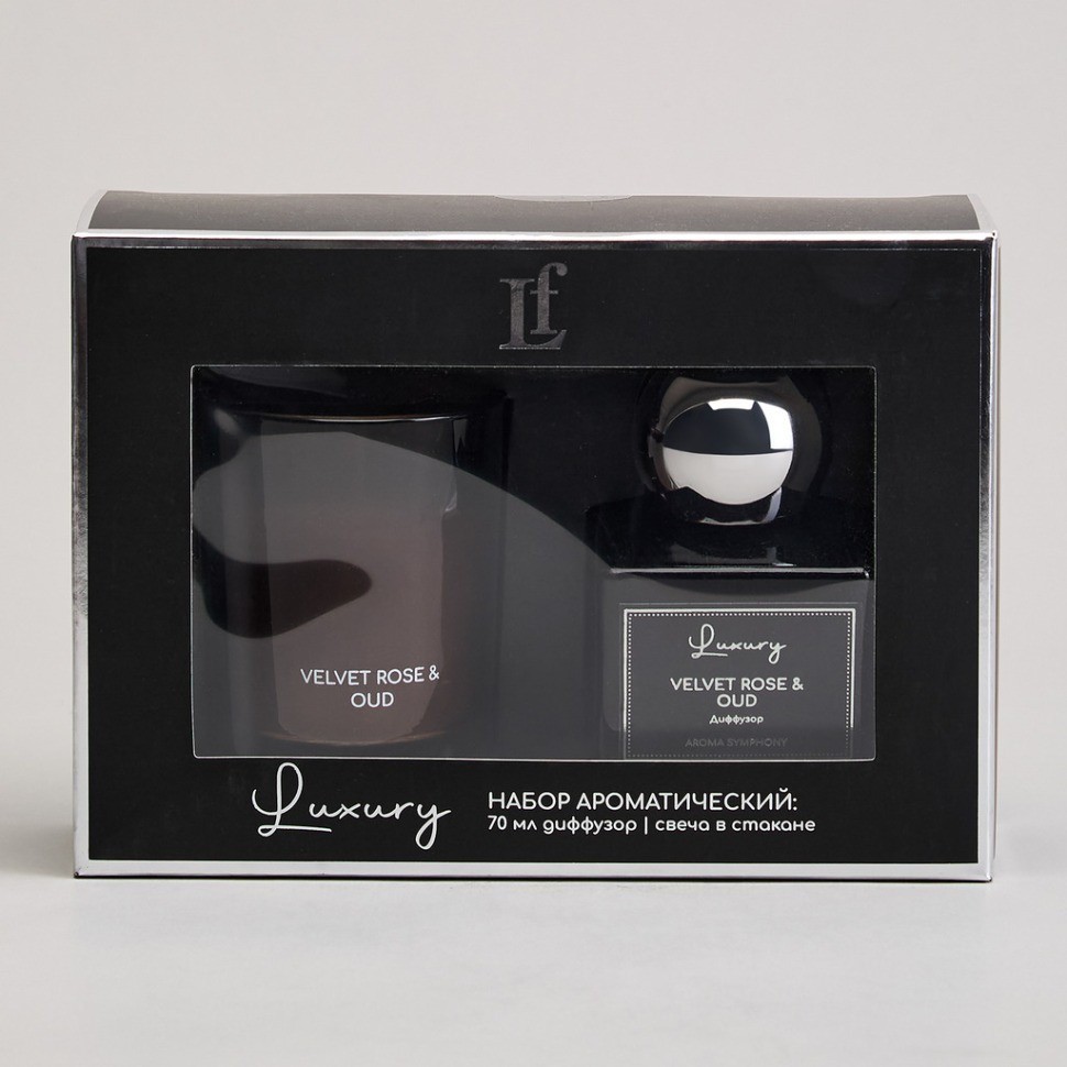 Набор ароматический "luxury" свеча в стакане 6*7,5 см и диффузор 70 мл velvet rose&oud Lefard (605-122)