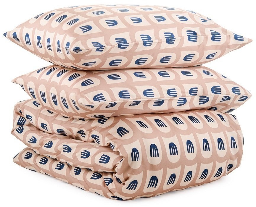 Комплект постельного белья полутораспальный из сатина бежево-розового цвета с принтом blossom time из коллекции cuts&pieces (70514)