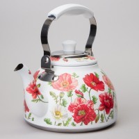 Чайник agness &quot;белые маки&quot; со встроенным свистком и фильтром 1000 мл (916-435)