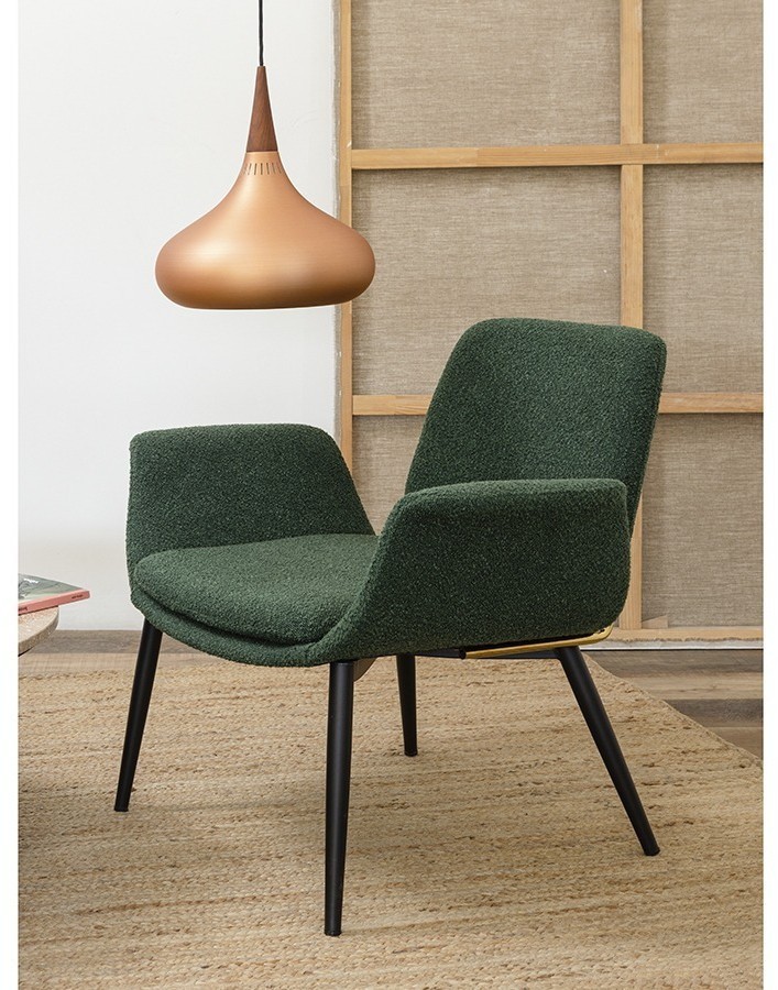 Лаунж-кресло hilde, букле, темно-зеленое (76873)