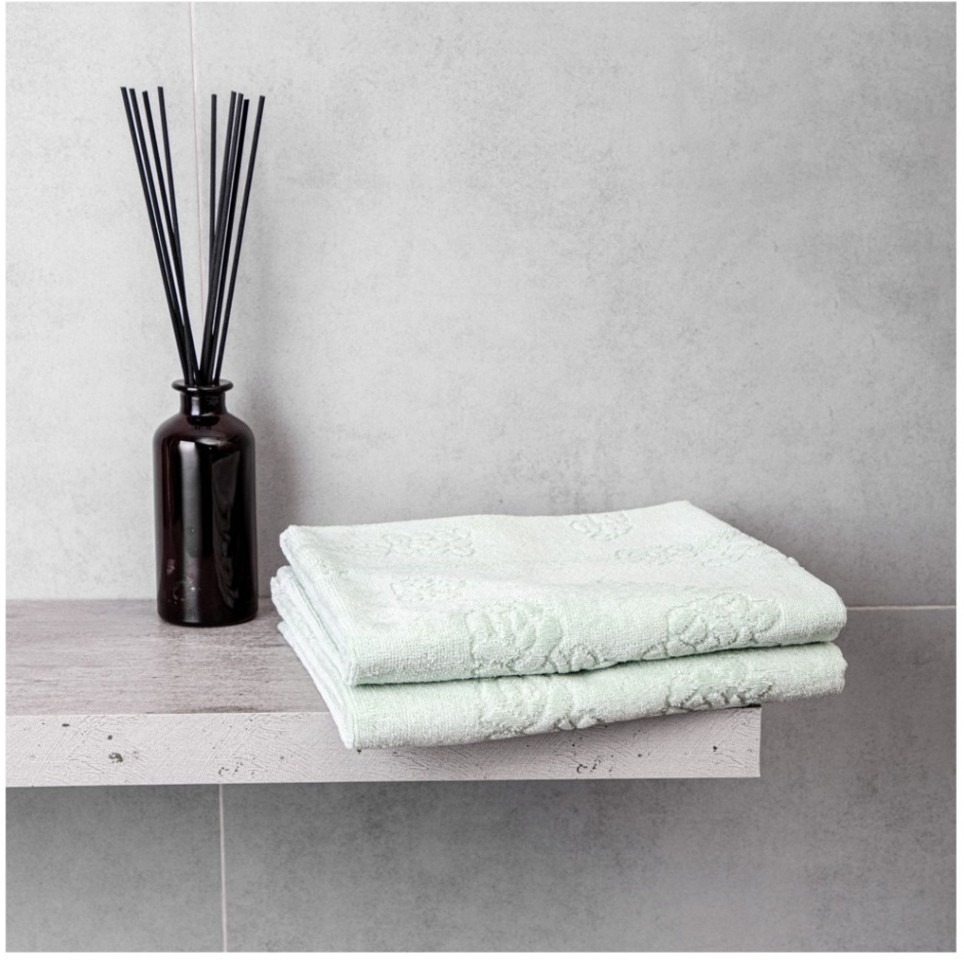 Набор полотенец махровых из 2-х шт 50х90см,оливковое,100%х\б,жаккард-велюр. SANTALINO (850-1560)