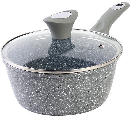 Ковш из алюминия с крышкой 1,7л 18см с антипригарным покрытием (25076)