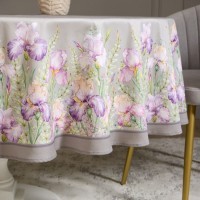 Скатерть круглая &quot;ирисы&quot; 190см ,серый, 100% хлопок, твил, с пропиткой Lefard (850-755-24)