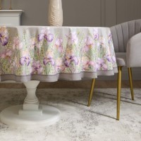 Скатерть круглая &quot;ирисы&quot; 190см ,серый, 100% хлопок, твил, с пропиткой Lefard (850-755-24)