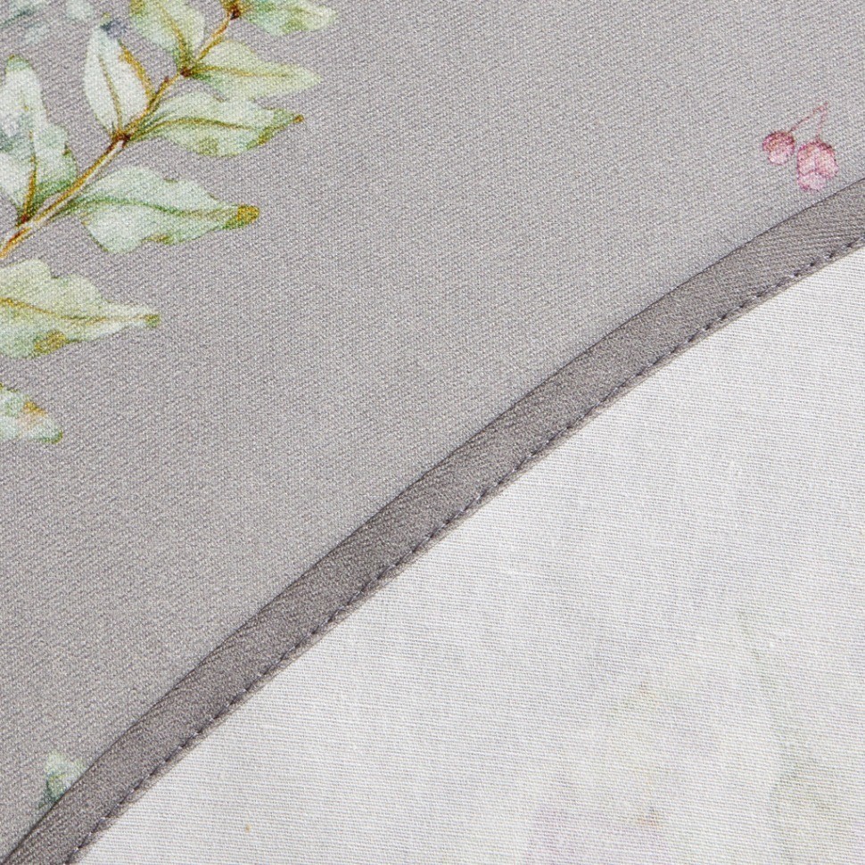 Скатерть круглая "ирисы" 190см ,серый, 100% хлопок, твил, с пропиткой Lefard (850-755-24)