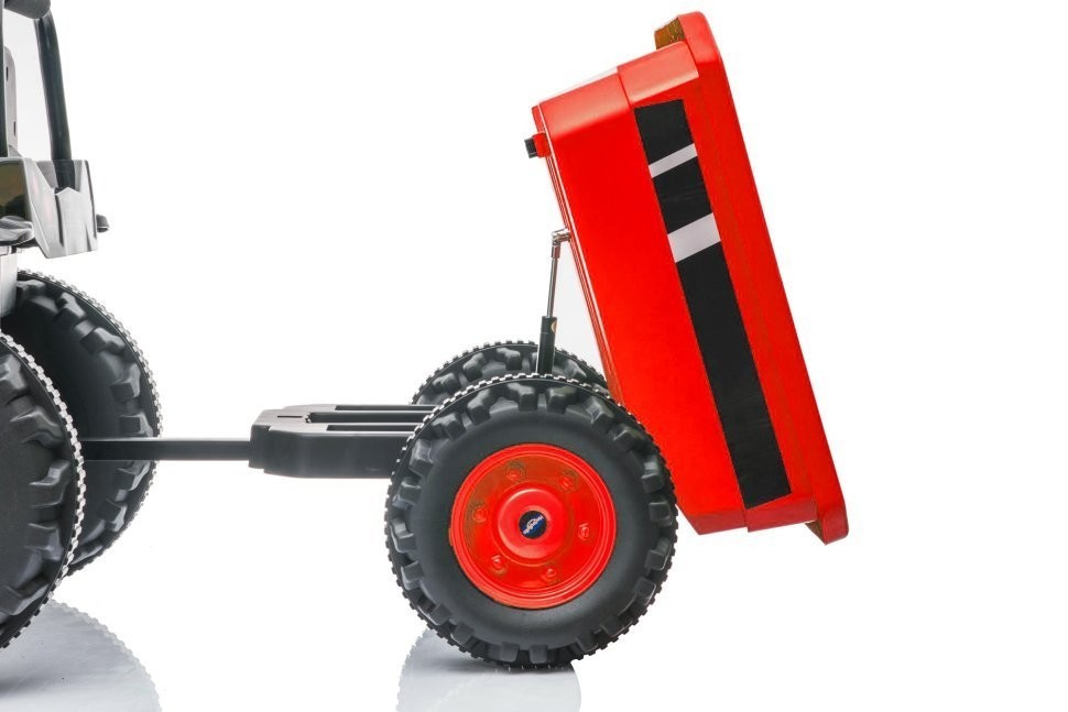 Детский электромобиль трактор с ковшом и прицепом (красный, 2WD, EVA) (HL389-LUX-RED-TRAILER)