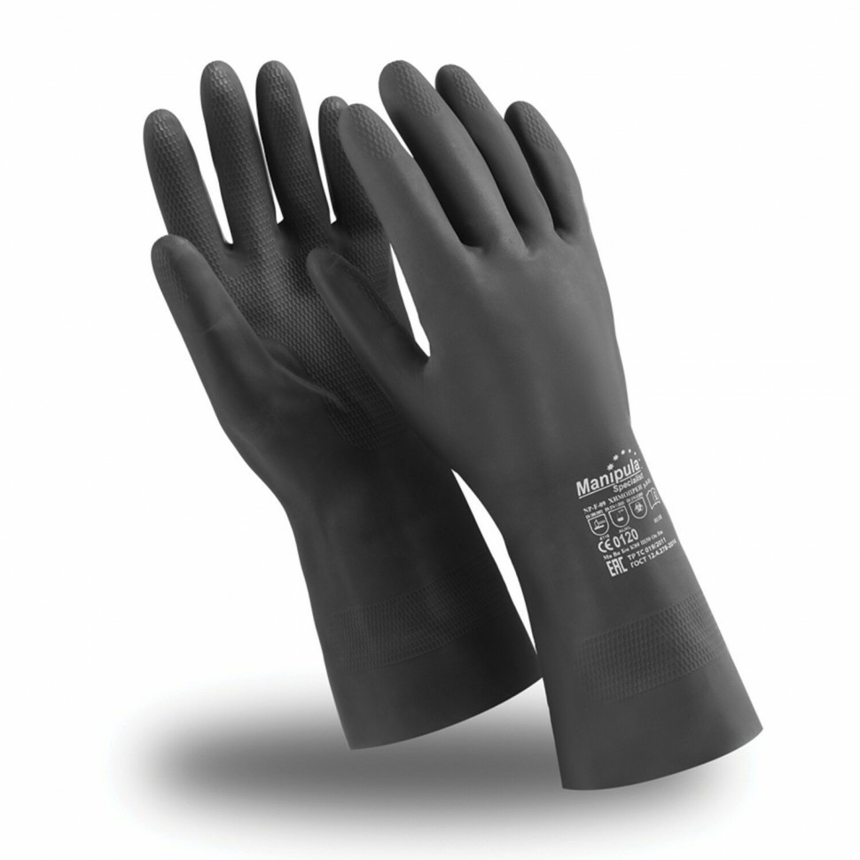 Перчатки неопреновые MANIPULA ХИМОПРЕН х/б напыление К80/Щ50 8-8,5 M черные 608573 (95665)