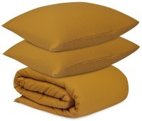 Комплект постельного белья изо льна и хлопка цвета карри из коллекции essential, 200х220 см (77130)