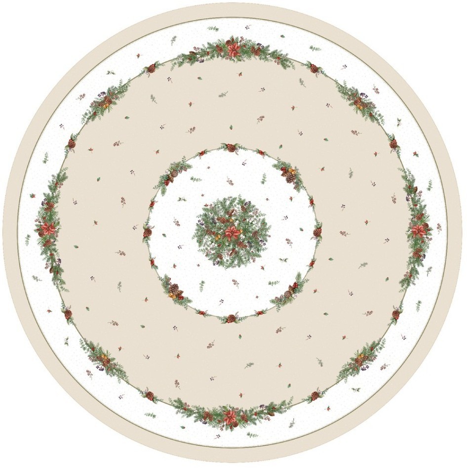 Скатерть  d220 cm круглая, "celebration", цвет: бежевый, tm lefard, полиэстер 100% (986-001-26)