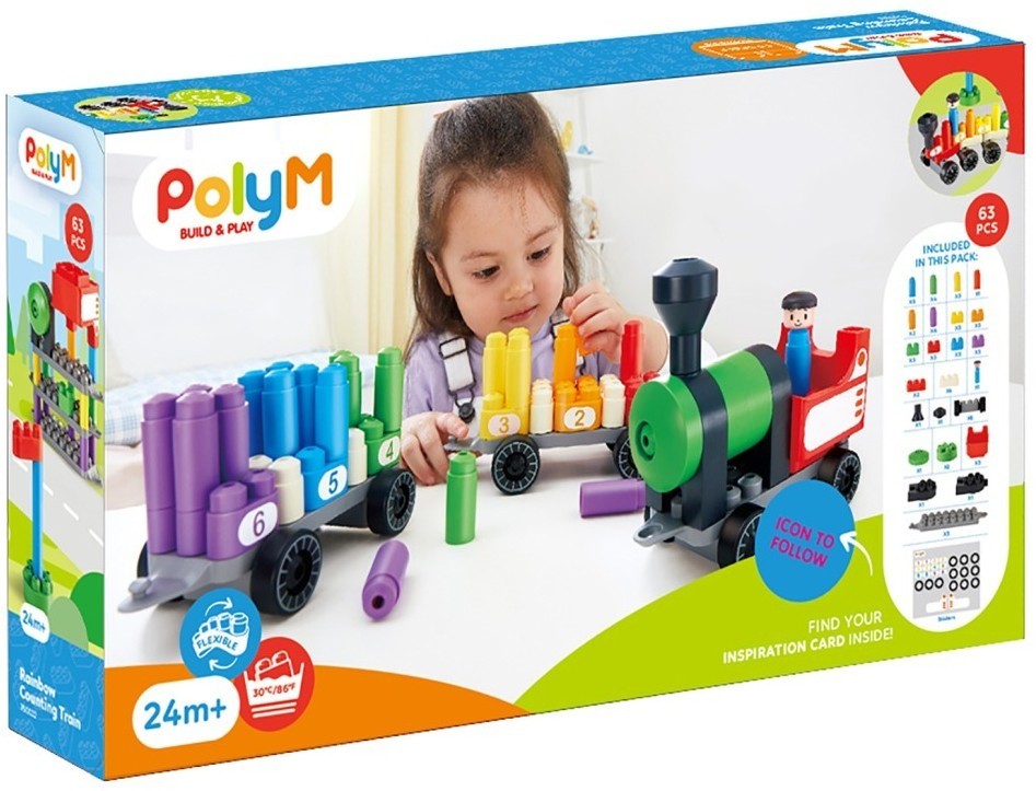 Конструктор детский  "Радужный поезд", 63 элемента (760022_HP)