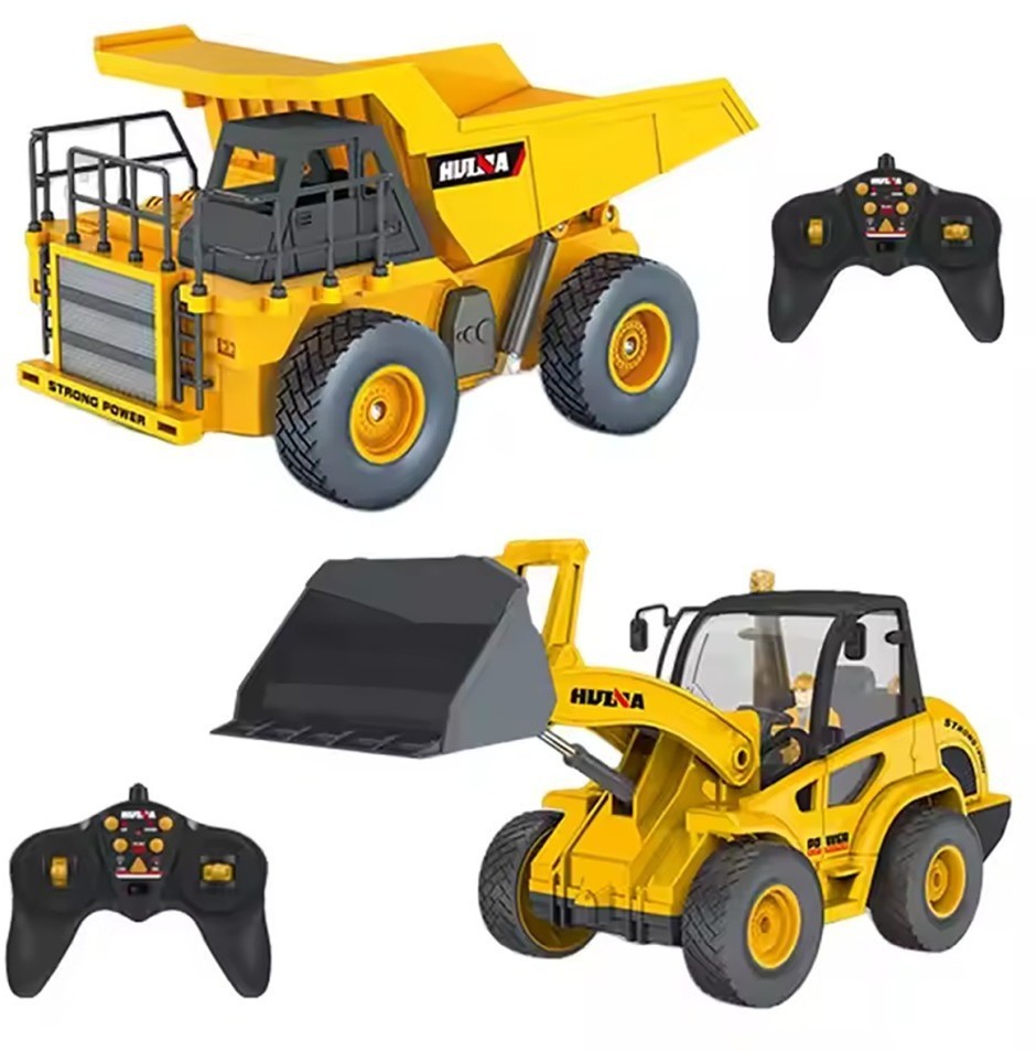 Радиоуправляемый набор бульдозер-погрузчик и самосвал Huina (свет, звук, акб, 1:24) (HN1515)