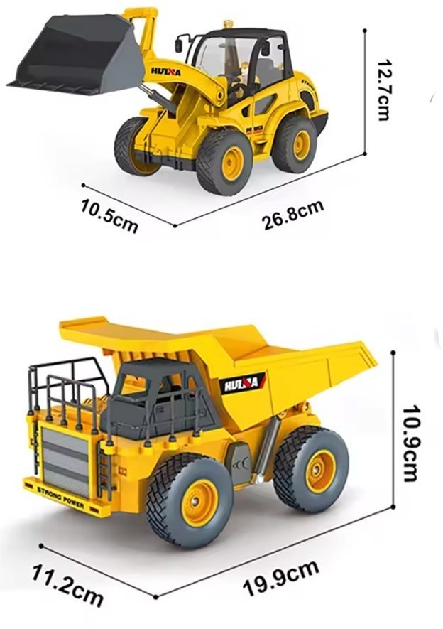 Радиоуправляемый набор бульдозер-погрузчик и самосвал Huina (свет, звук, акб, 1:24) (HN1515)
